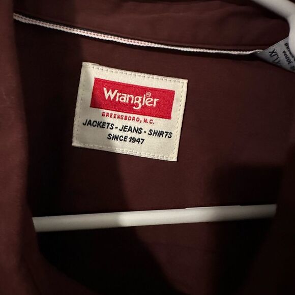 Wrangler Burgundy Men’s Button-Up Shirt - XL Western Shirt - Picture 3 of 6